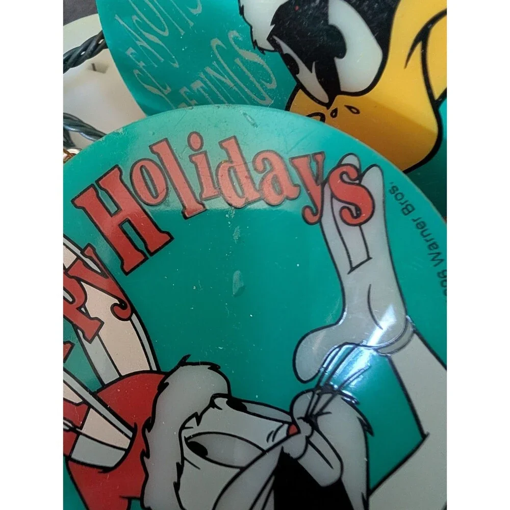 Vintage RARE Warner Bros Looney Tunes String Lights Ribbon Spool Design